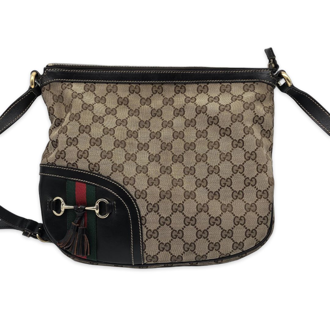Brown GG canvas Horsebit Tassel Messenger bag