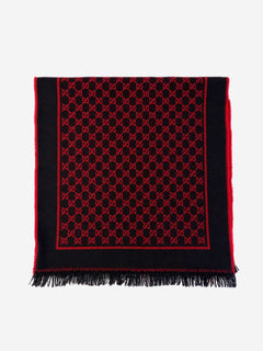 Navy and red monogram wool scarf Scarves Gucci 