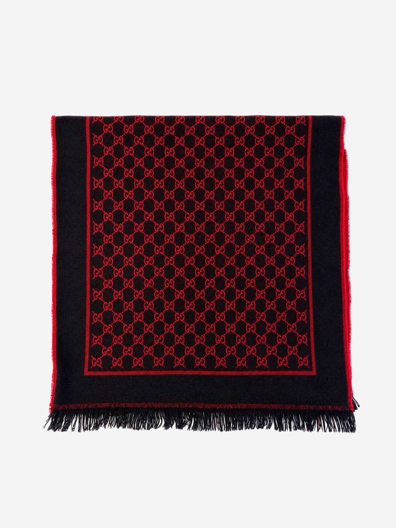 Navy and red monogram wool scarf Scarves Gucci 