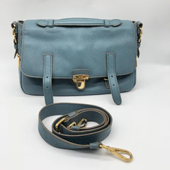 Blue Vitello Daino Flap-Lock Messenger bag