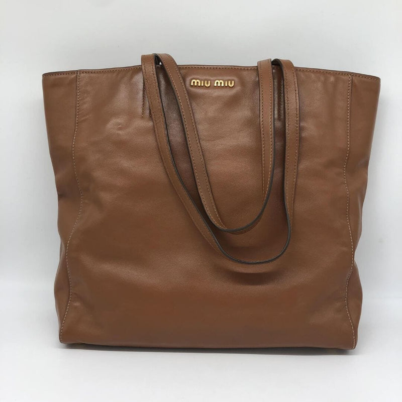 Brown Vitello Shopping tote bag Tote Bags Miu Miu 
