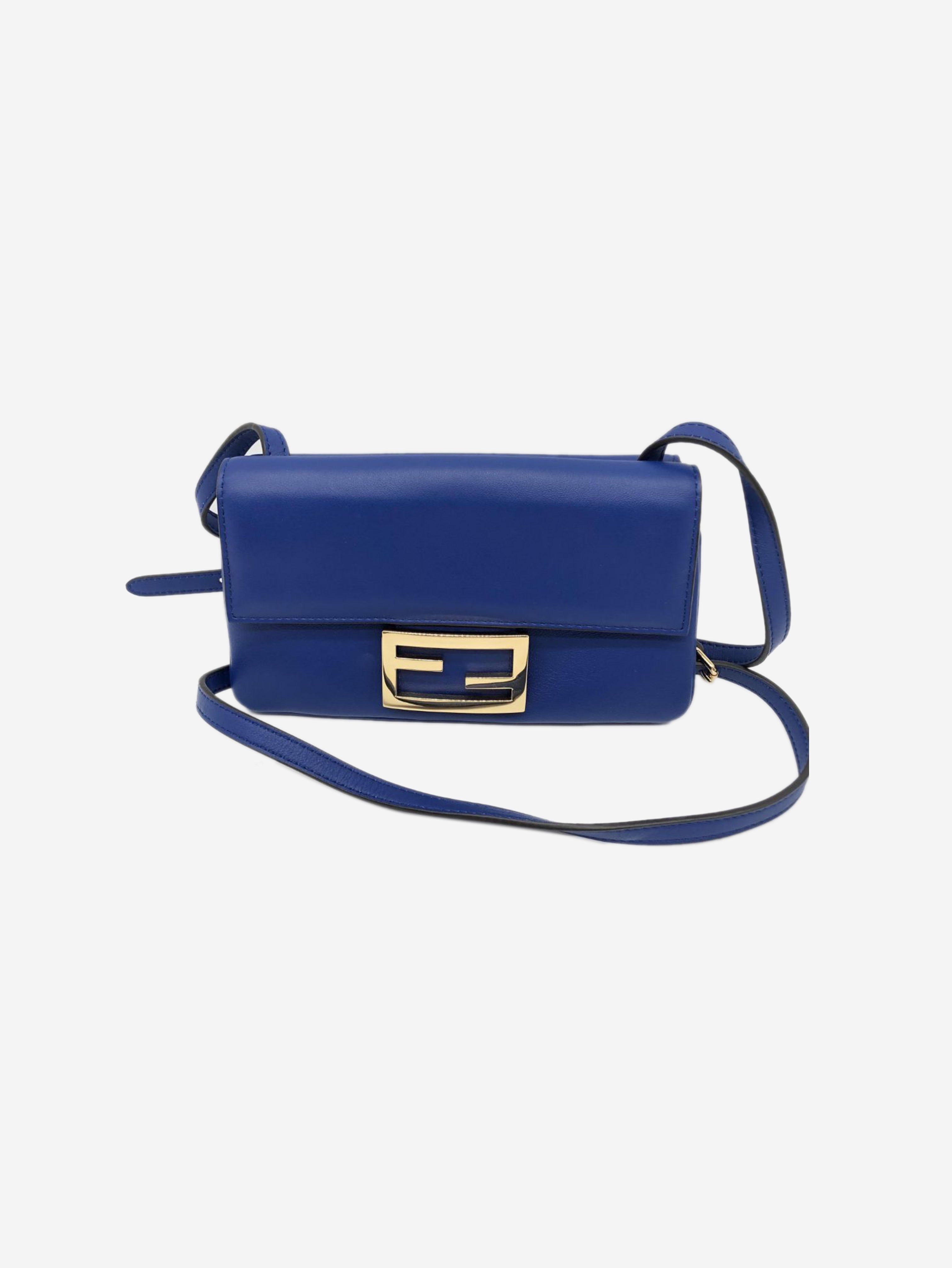 Blue Duo Baguette leather shoulder bag