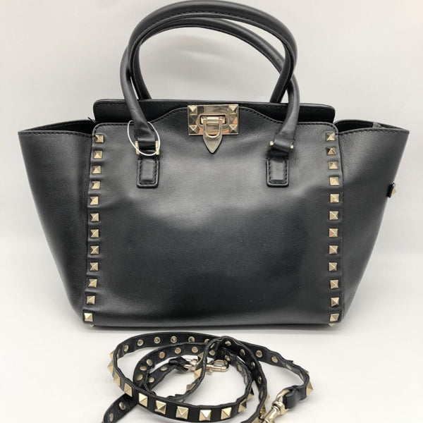 Black Rockstud leather tote bag product image