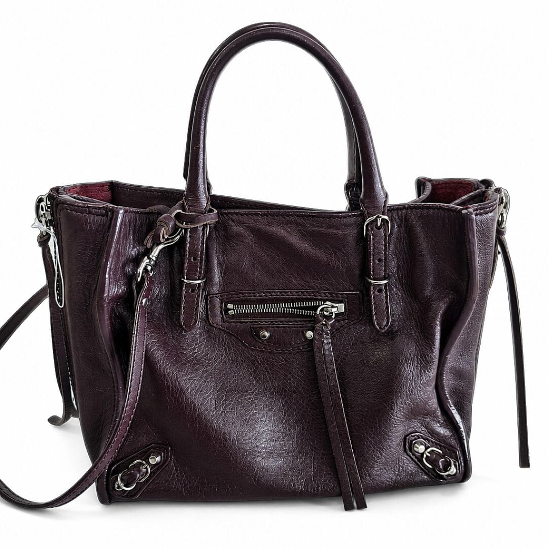 Burgundy Papier Zip Around mini tote Tote Bags Balenciaga 
