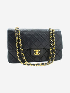 Chanel Black 1989-1991 vintage medium lambskin Classic double flap bag