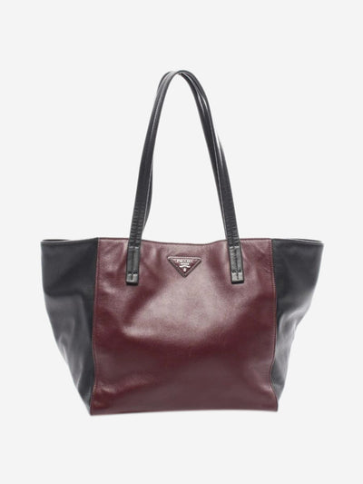 Burgundy and black colourblock leather tote bag Tote Bags Prada 