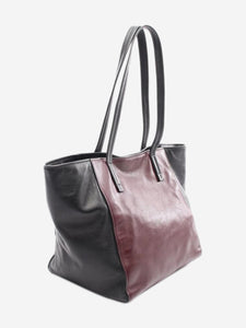 Prada Burgundy and black colourblock leather tote bag