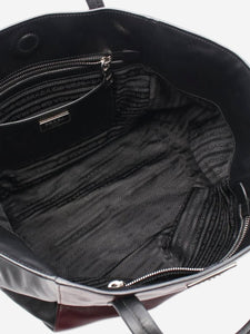 Prada Burgundy and black colourblock leather tote bag