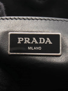 Prada Burgundy and black colourblock leather tote bag