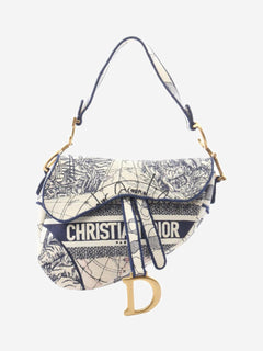 Cream and blue Toile De Jouy Saddle bag Shoulder bags Dior 