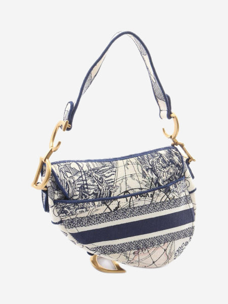Cream and blue Toile De Jouy Saddle bag alternate image