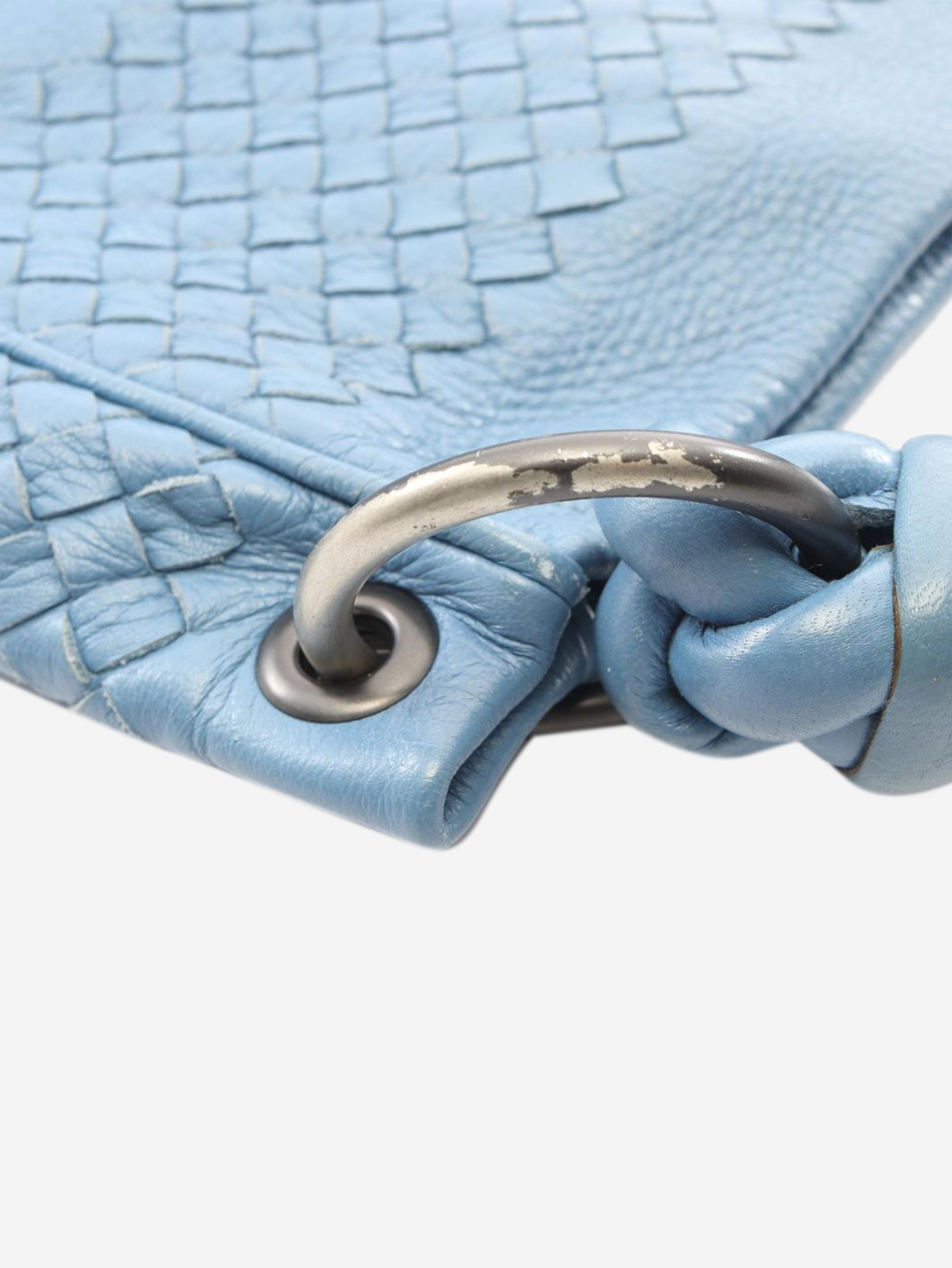 Blue Intrecciato leather shoulder bag