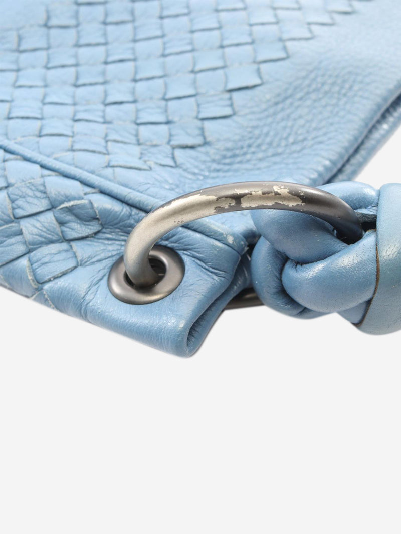 Blue Intrecciato leather shoulder bag