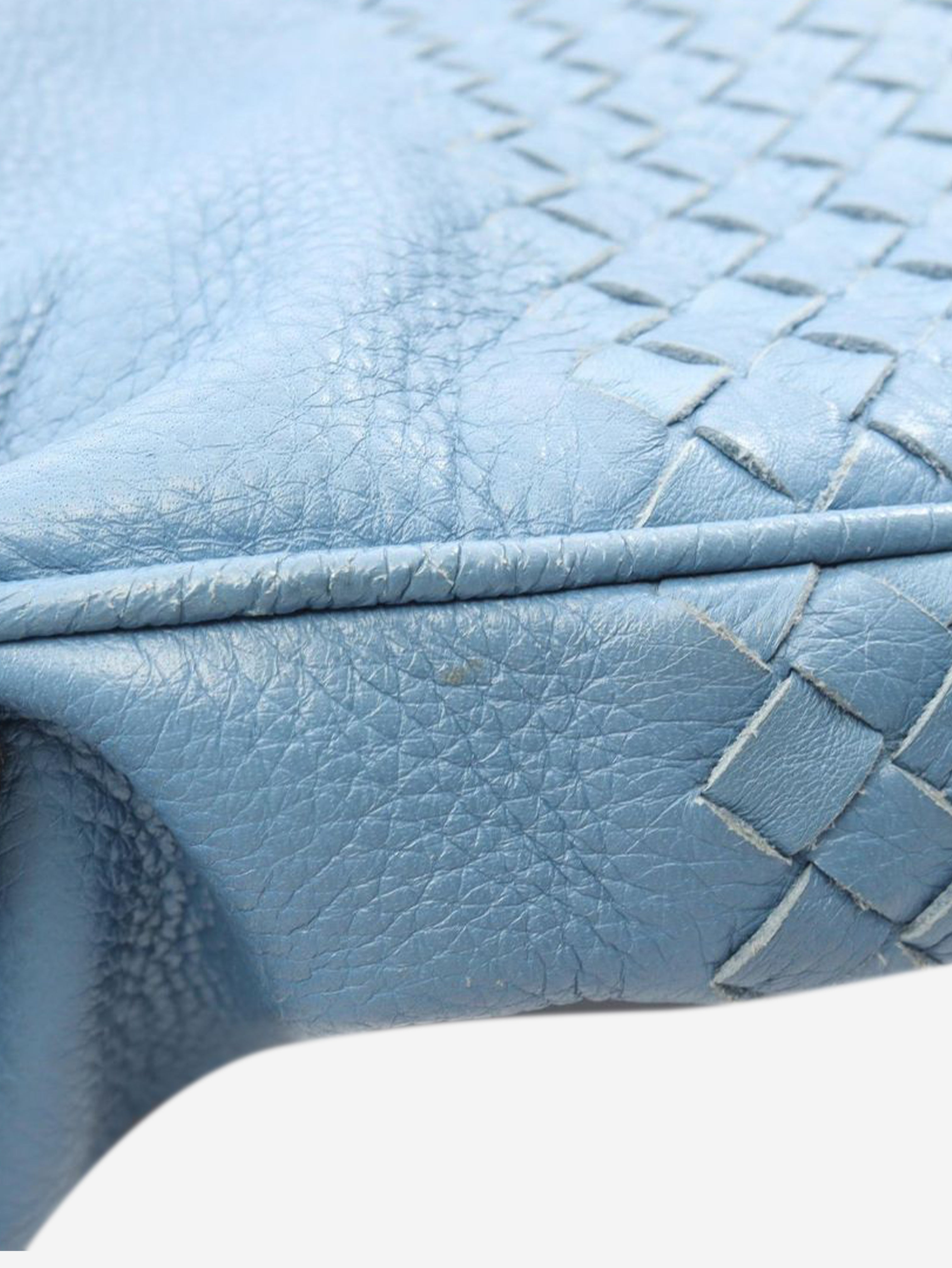 Blue Intrecciato leather shoulder bag