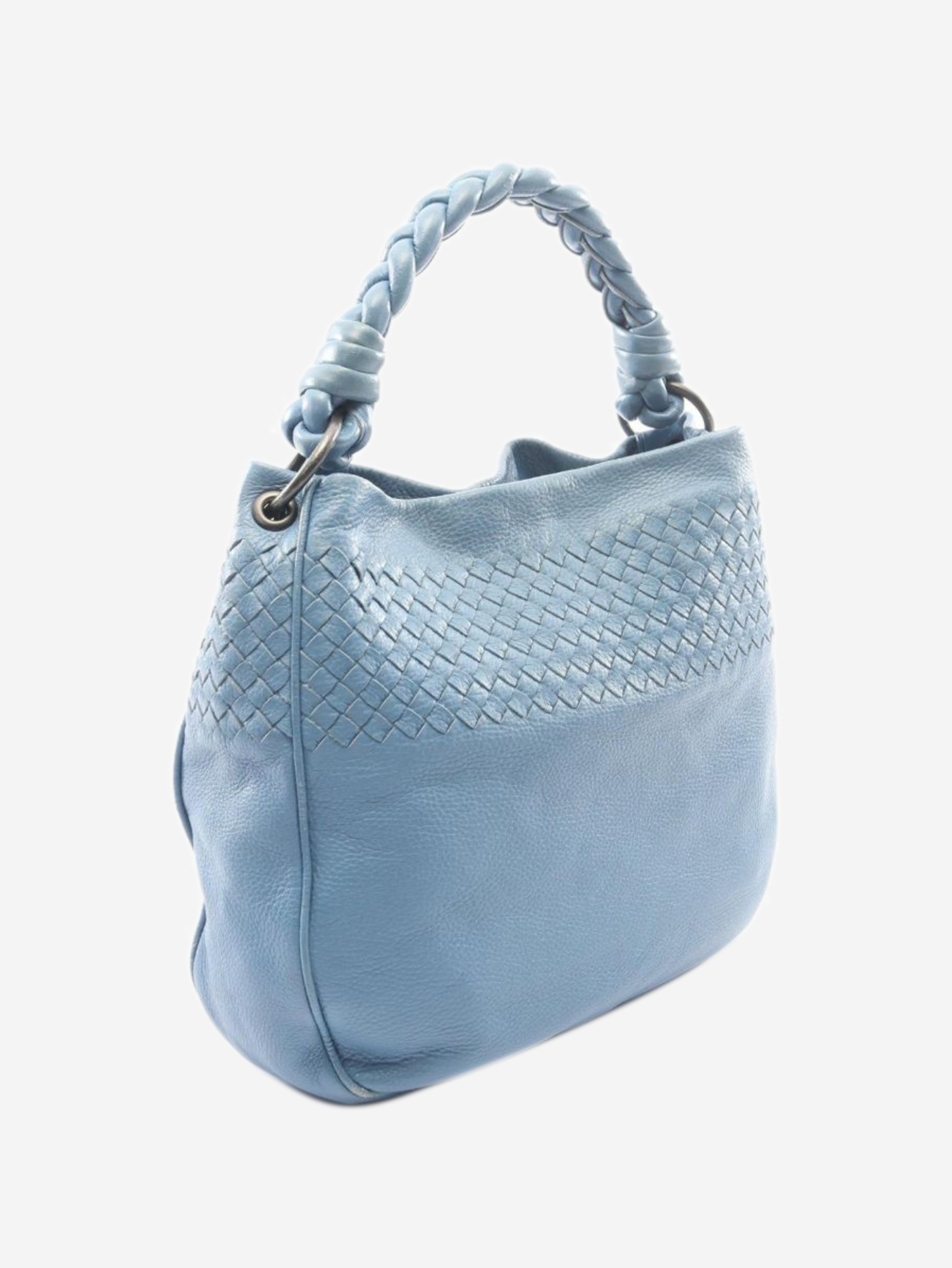 Blue Intrecciato leather shoulder bag