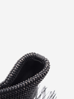 Black Shopping raffia & leather tote bag Tote Bags Saint Laurent 