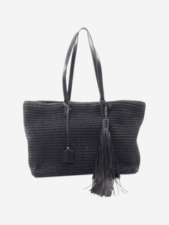 Black Shopping raffia & leather tote bag Tote Bags Saint Laurent 