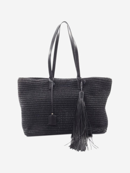 Black Shopping raffia & leather tote bag product image