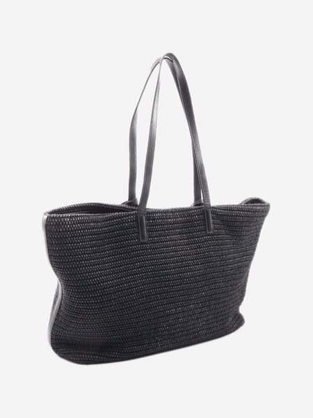 Black Shopping raffia & leather tote bag alternate image
