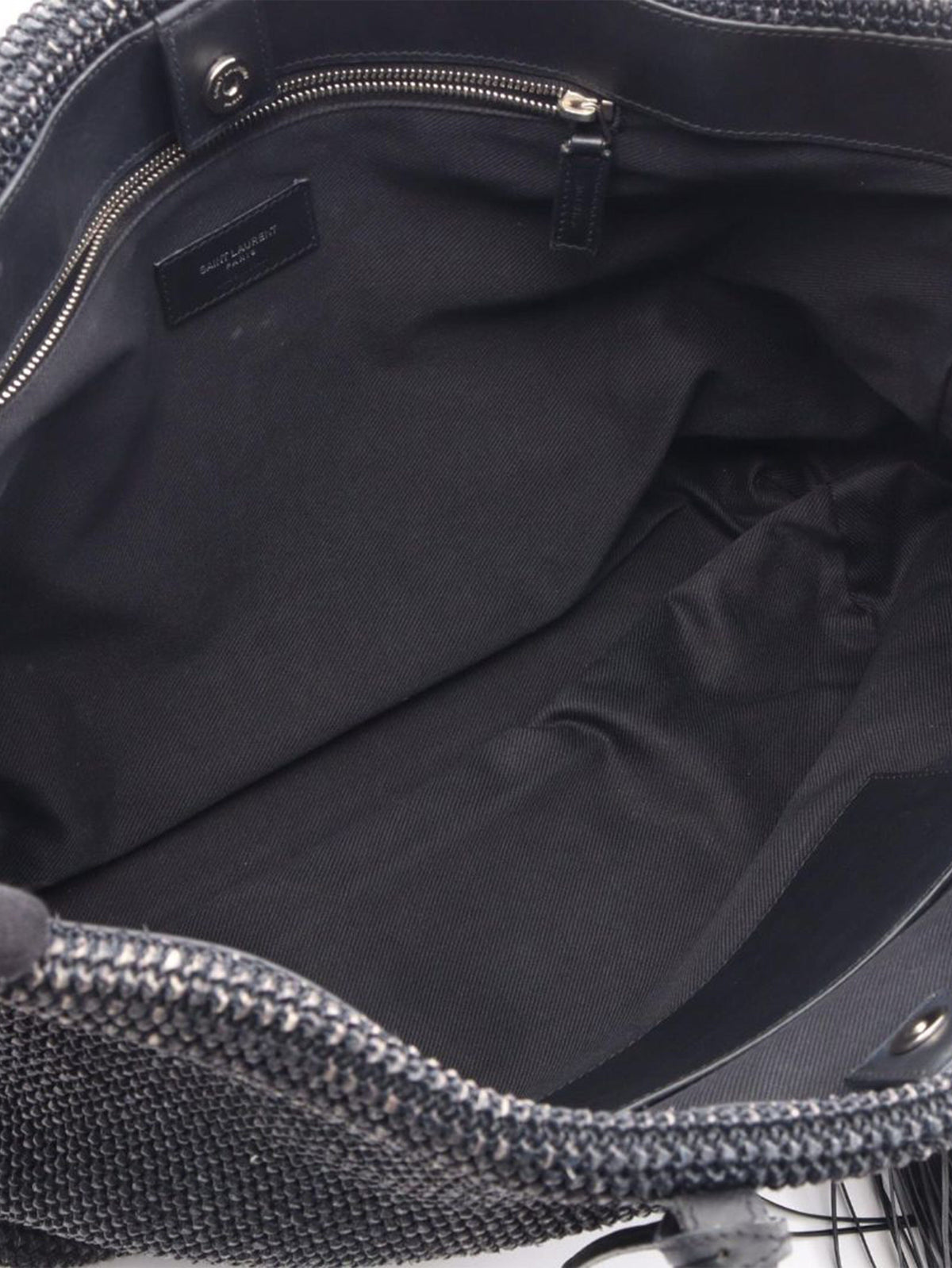Black Shopping raffia & leather tote bag Tote Bags Saint Laurent 