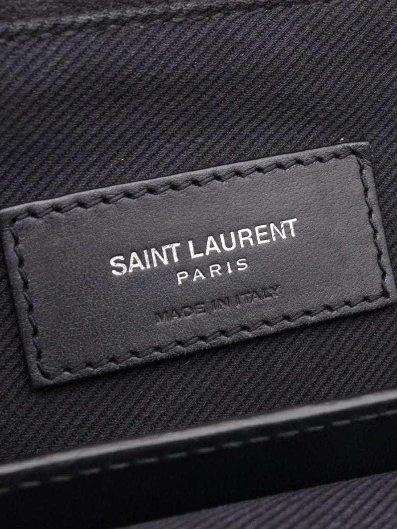 Black Shopping raffia & leather tote bag Tote Bags Saint Laurent 
