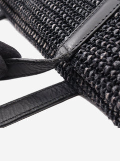 Black Shopping raffia & leather tote bag Tote Bags Saint Laurent 