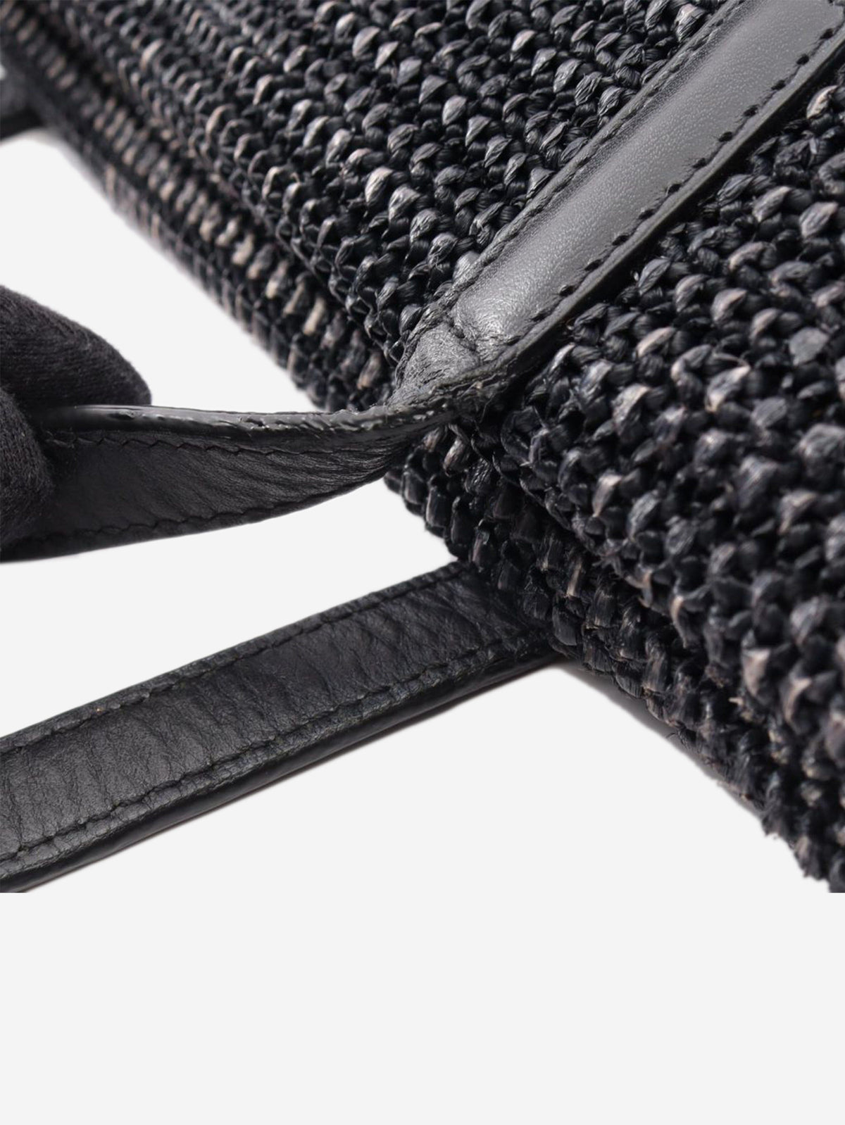 Black Shopping raffia & leather tote bag Tote Bags Saint Laurent 