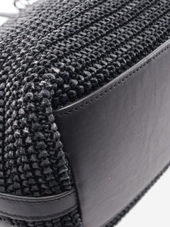 Black Shopping raffia & leather tote bag Tote Bags Saint Laurent 