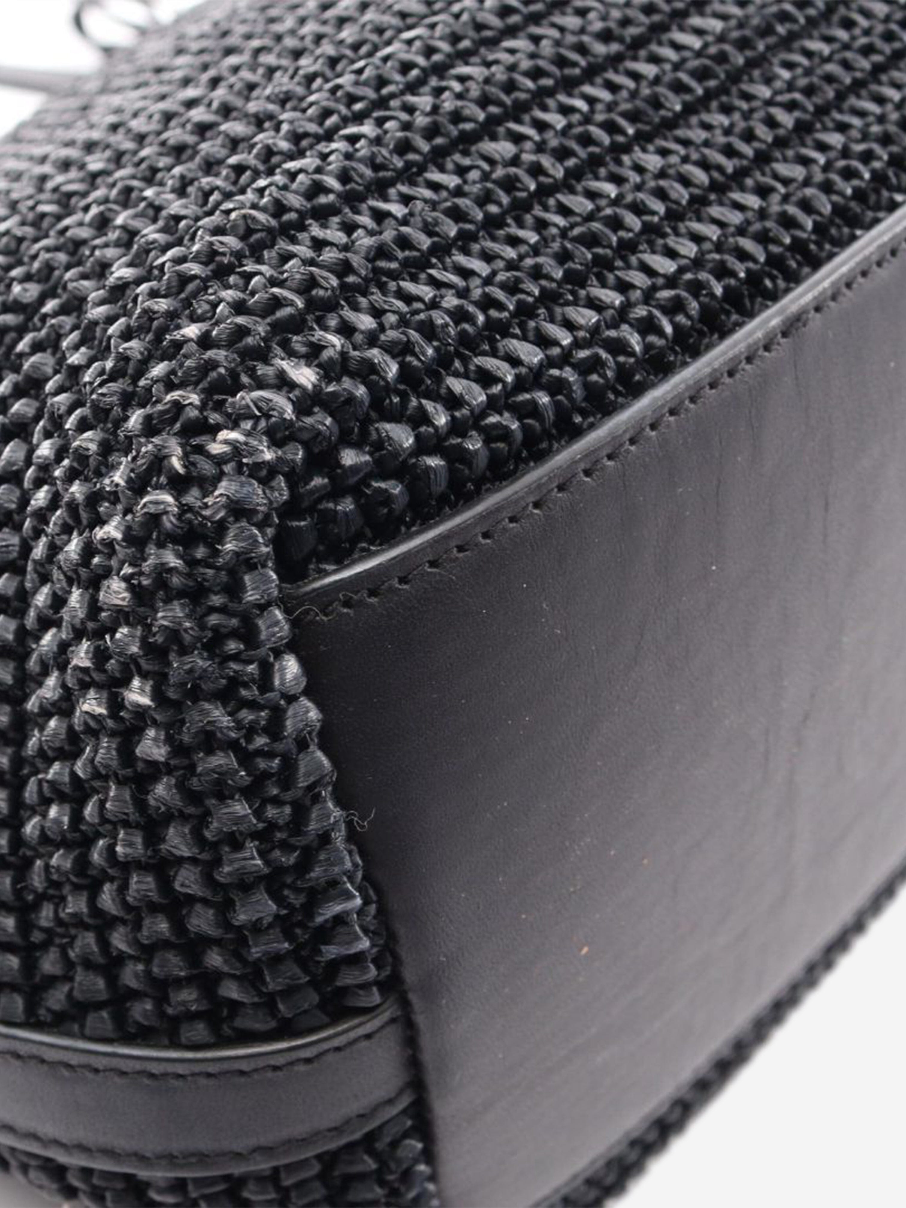 Black Shopping raffia & leather tote bag Tote Bags Saint Laurent 