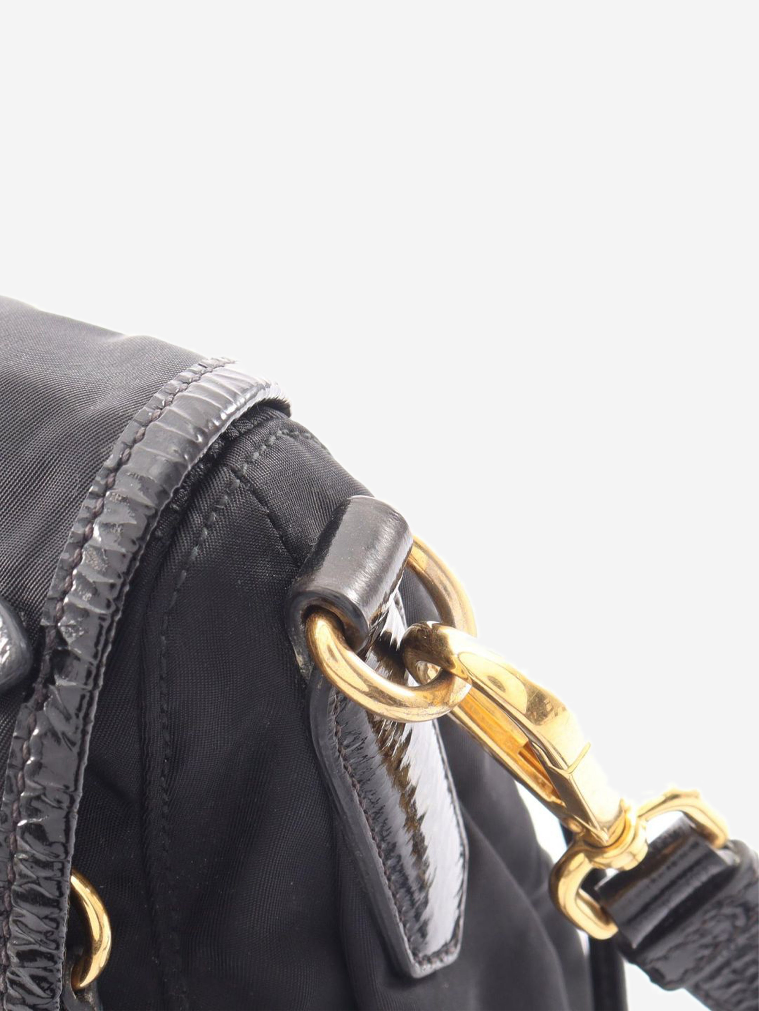 Black nylon satchel bag