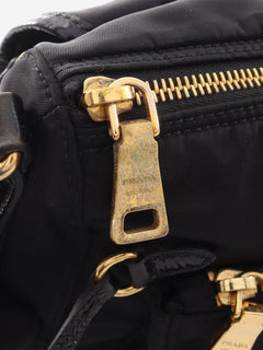 Black nylon satchel bag