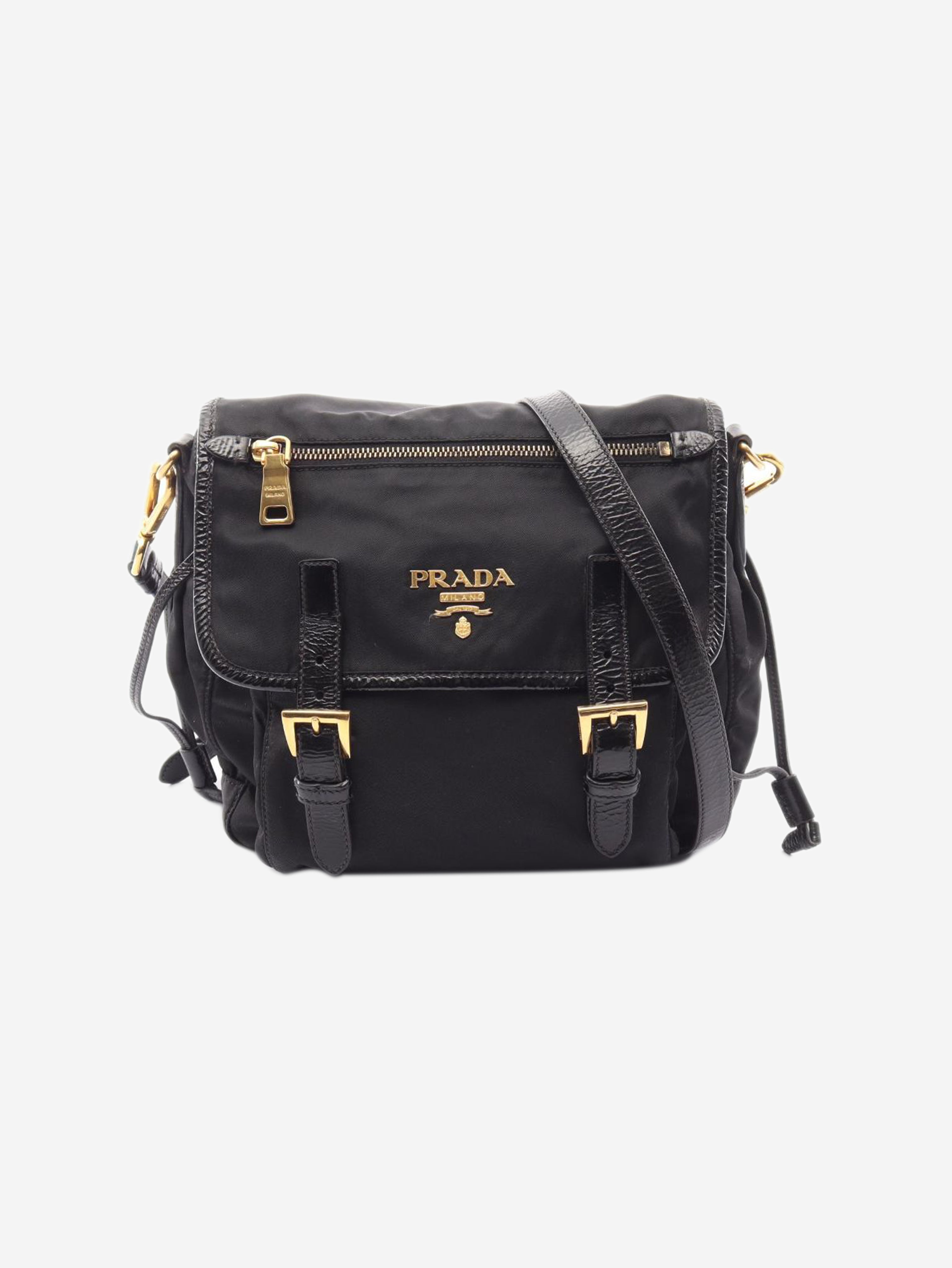 Black nylon satchel bag