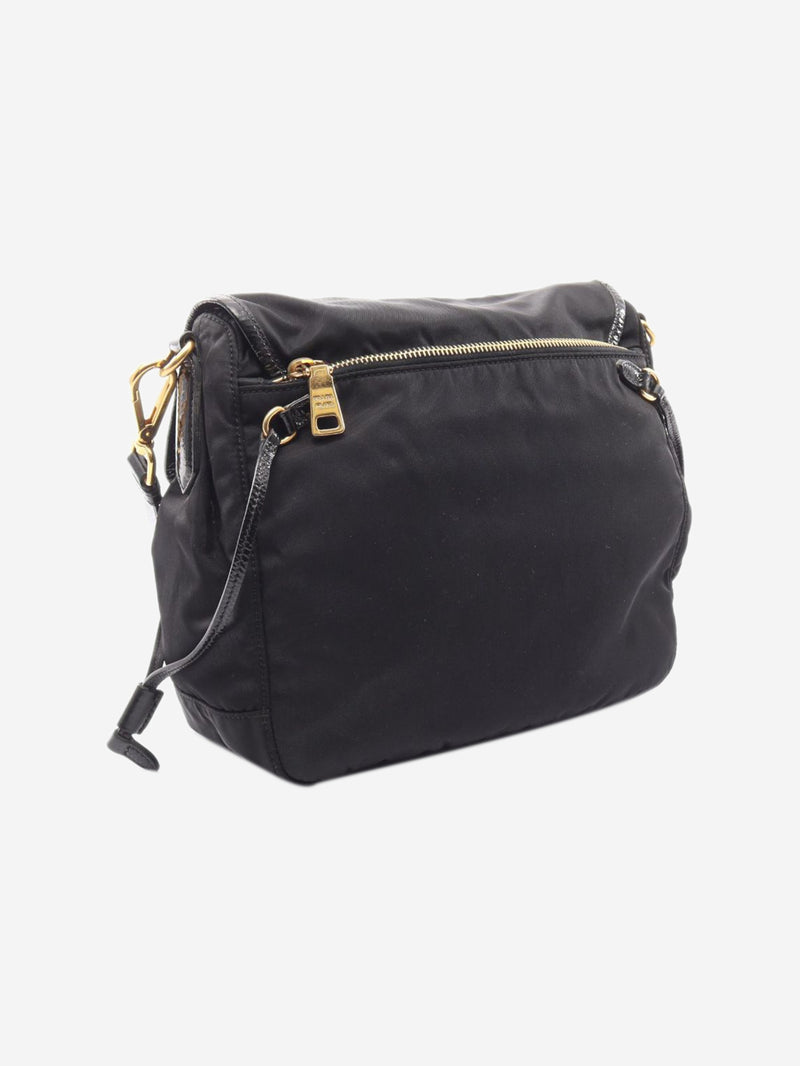 Black nylon satchel bag