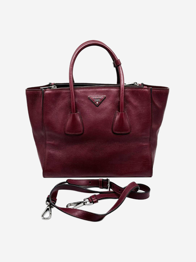 Burgundy Glace Calf Twin Pocket Satchel bag