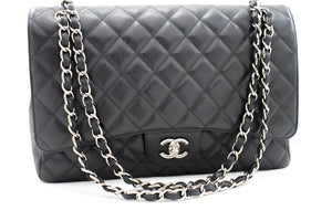 Chanel Black 2009 Caviar leather maxi Classic Single Flap bag