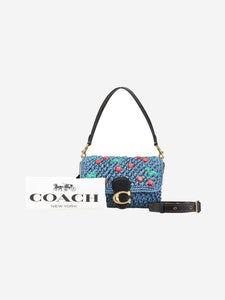 Coach Blue cherry-applique straw 2way bag