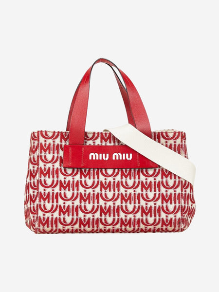 Miu Miu pre-owned red Everywhere 2way tote bag | Sign of the