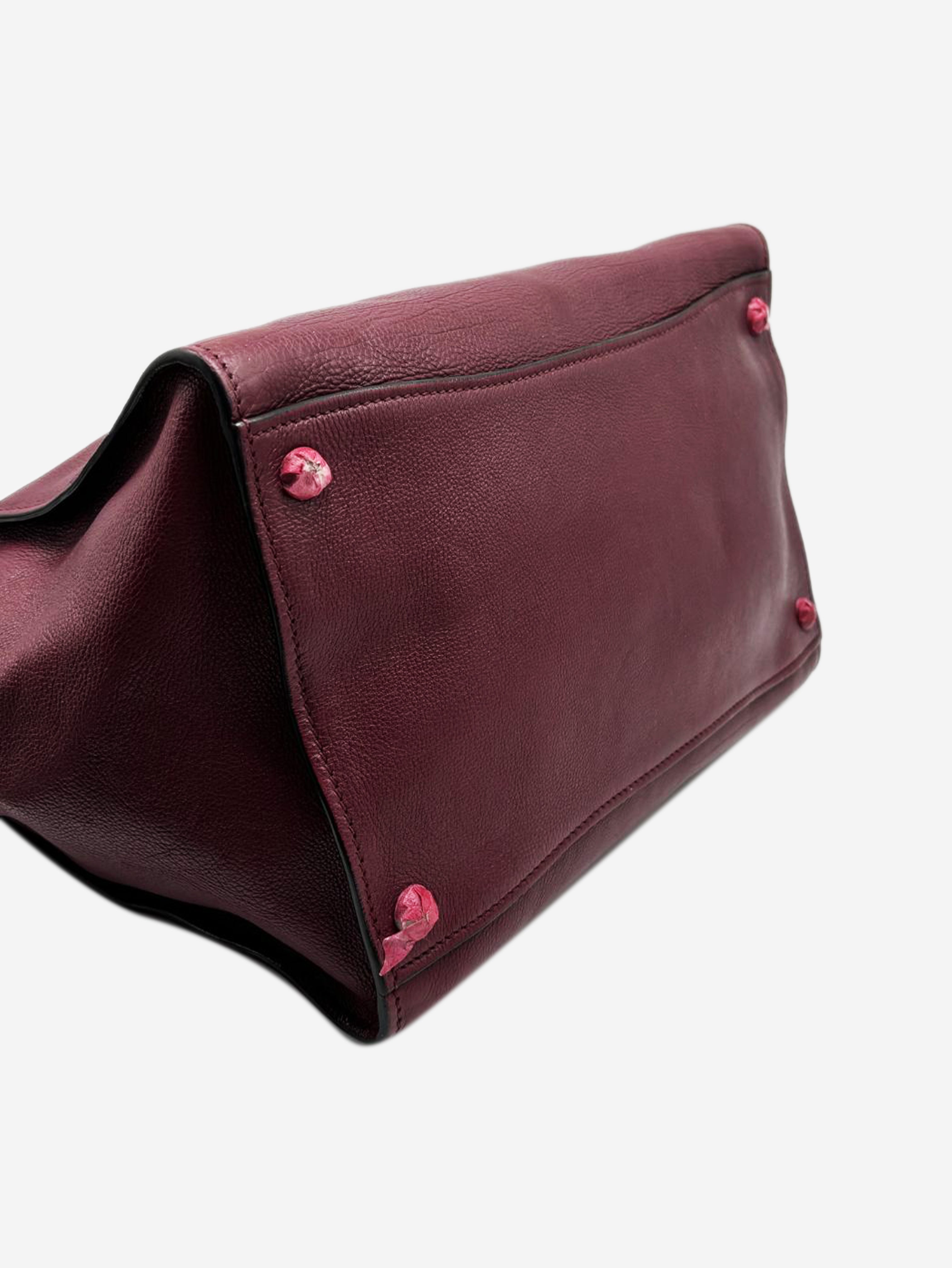 Burgundy Glace Calf Twin Pocket Satchel bag