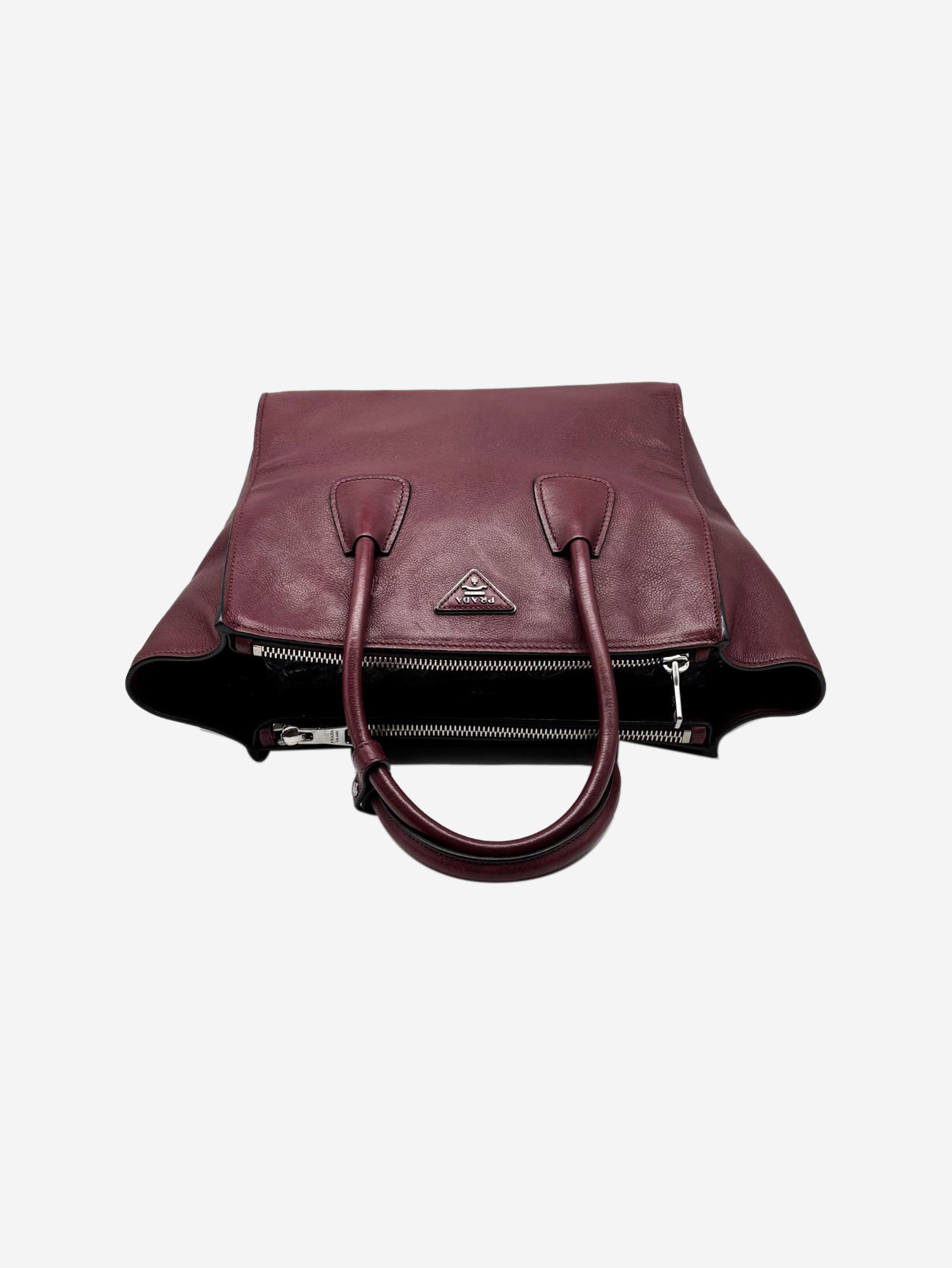 Burgundy Glace Calf Twin Pocket Satchel bag