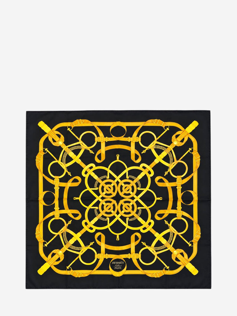 Black silk printed scarf Scarves Hermes 