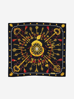 Black and red multi print silk key printed scarf Scarves Hermes 