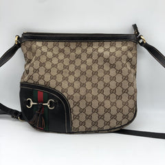 Brown GG canvas Horsebit Tassel Messenger bag