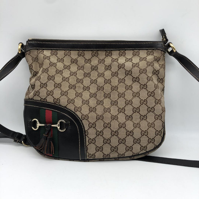 Brown GG canvas Horsebit Tassel Messenger bag