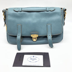 Blue Vitello Daino Flap-Lock Messenger bag