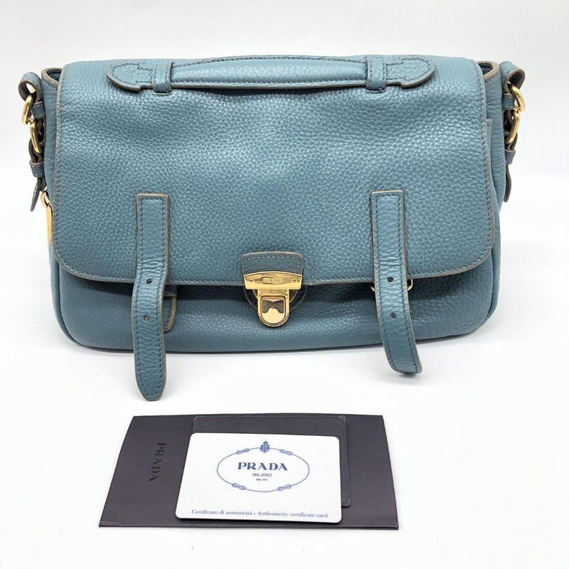 Blue Vitello Daino Flap-Lock Messenger bag