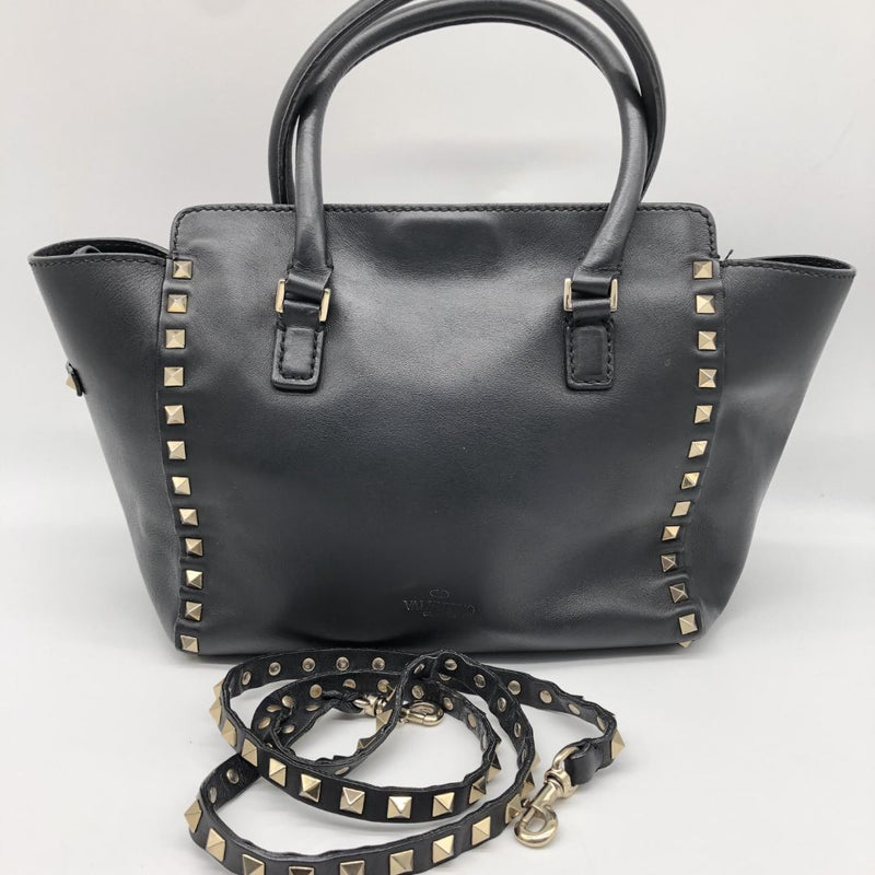 Black Rockstud leather tote bag