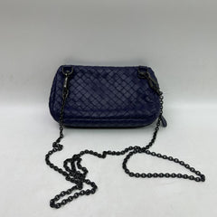 Blue Intrecciato leather crossbody pouch bag