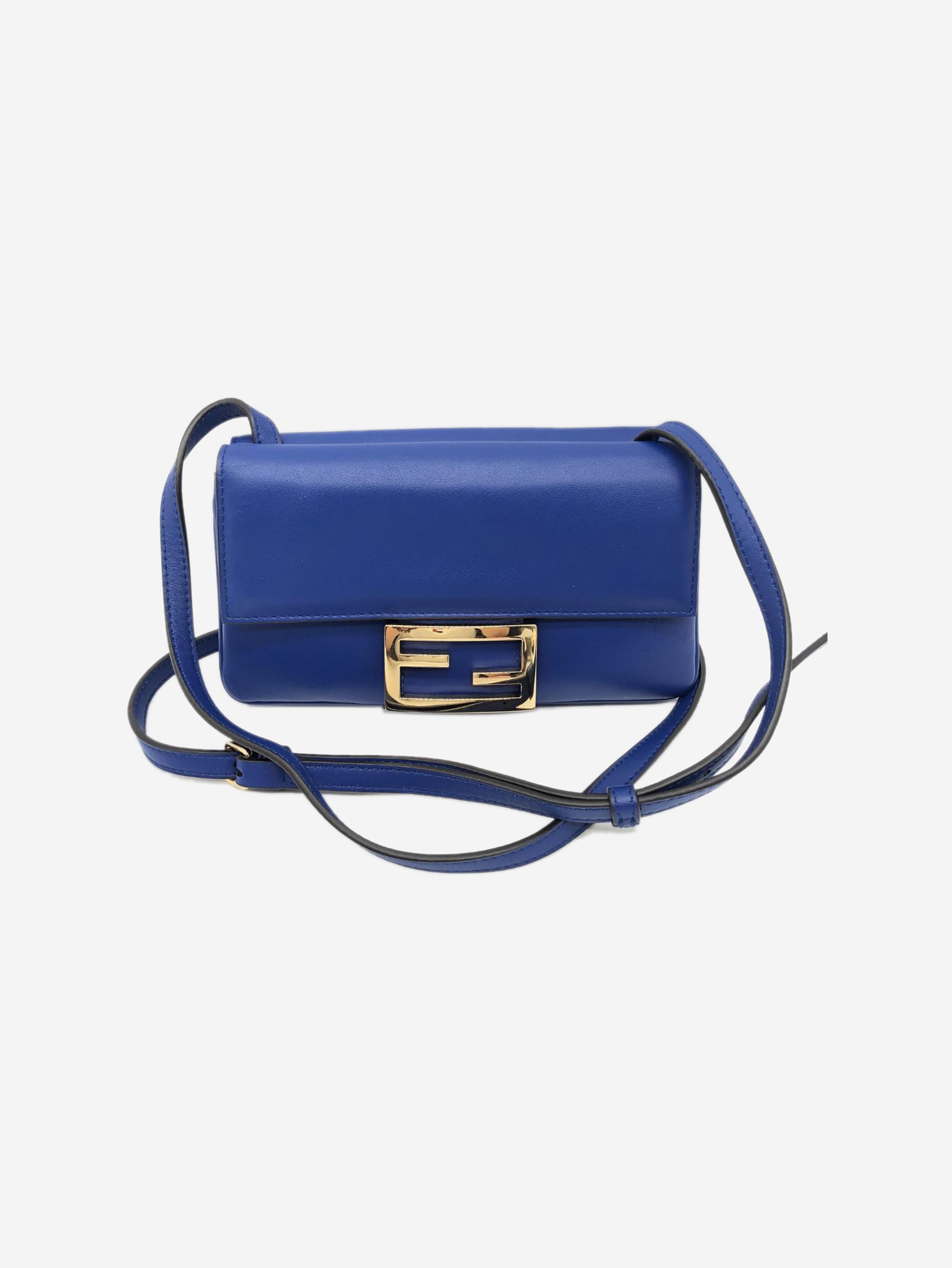 Blue Duo Baguette leather shoulder bag