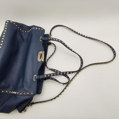 Blue Rockstud leather shoulder bag