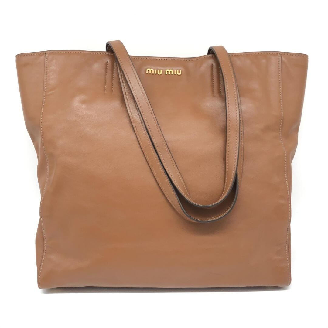 Brown Vitello Shopping tote bag Tote Bags Miu Miu 